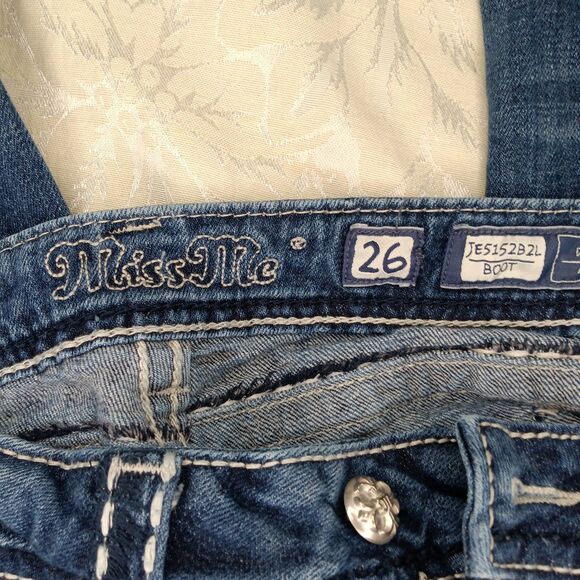 Miss Me Jeans Womens 26 Lowrise Bootcut Stretchy Distressed Embellished Y2K - Picture 7 of 12